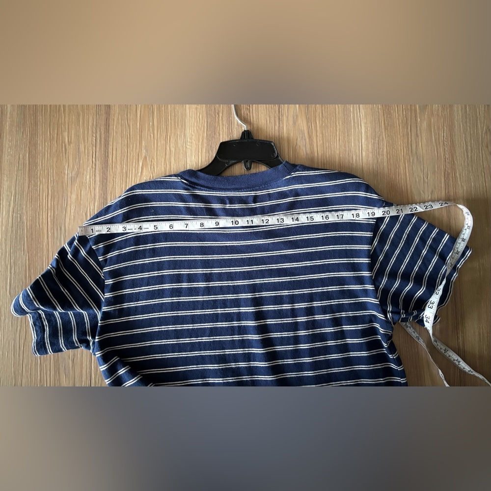Madewell Tina Stripe Crew Neck T-Shirt Dress Blue White Cotton Womens L Preppy - Picture 12 of 14